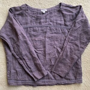 100% Linen Garnet Hill Long Sleeved Top